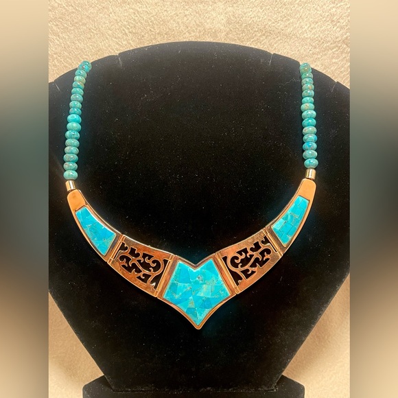 Jay King Signed DTR Copper and Inlay Turquoise Necklace - Picture 1 of 9